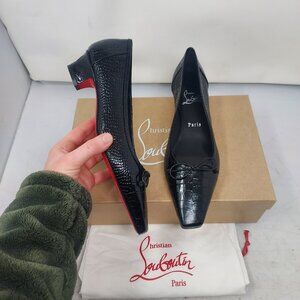 CHRISTIAN LOUBOUTIN Promessina Crocodile Black Pump Shoe